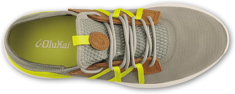 OLUKAI Mio Li Men's Athletic Shoe, Lightweight & Breathable Mesh, Comfort Fit & Wet Grip Rubber Soles, Premium Embossed Leather Eyestays